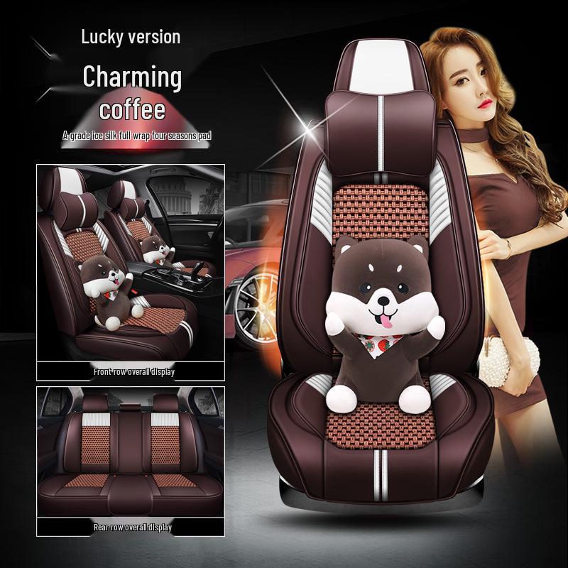 Jiaqi Eis-Seide Cartoon Autositzbezug: Vollständige Abdeckung, Universelle Passform für alle Jahreszeiten