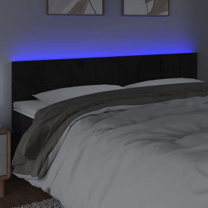 VidaXL Tête de Lit à LED Meuble de Chambre à Coucher Accessoire de Lit Double Tête de Cadre de Lit Intérieur Noir 3121668