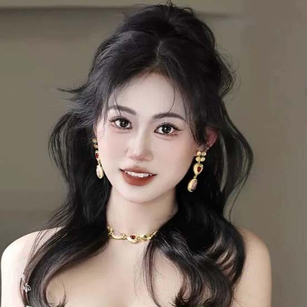 Court Style Vintage Necklace Elegant Retro Emboss Earrings Heart Cameo Bracelet  Girls