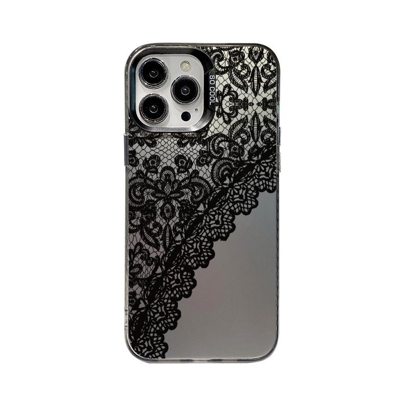 Czarna koronka dla Apple 15 Nowy 14plus Matowy 13 Premium Pokrowiec ochronny 11promax Etui na telefon