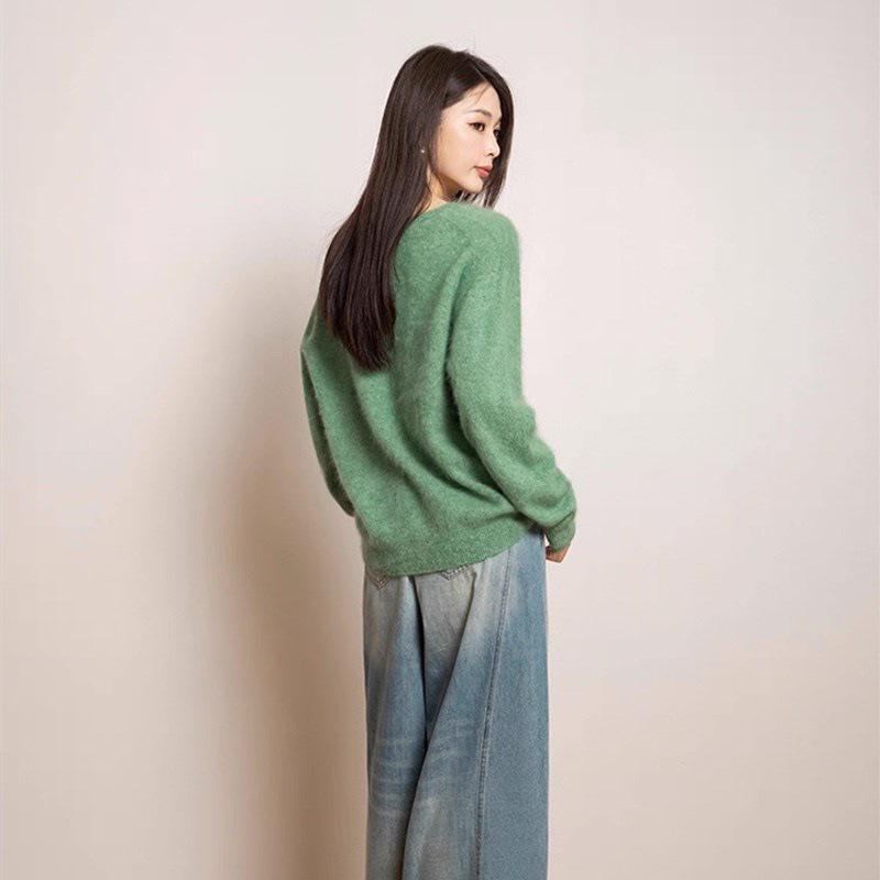 

2025 Women s Wool Crew Neck Loose Pullover Sweater - Spring, Autumn, Winter Knitted Lazy Style Tops One Size 90-145