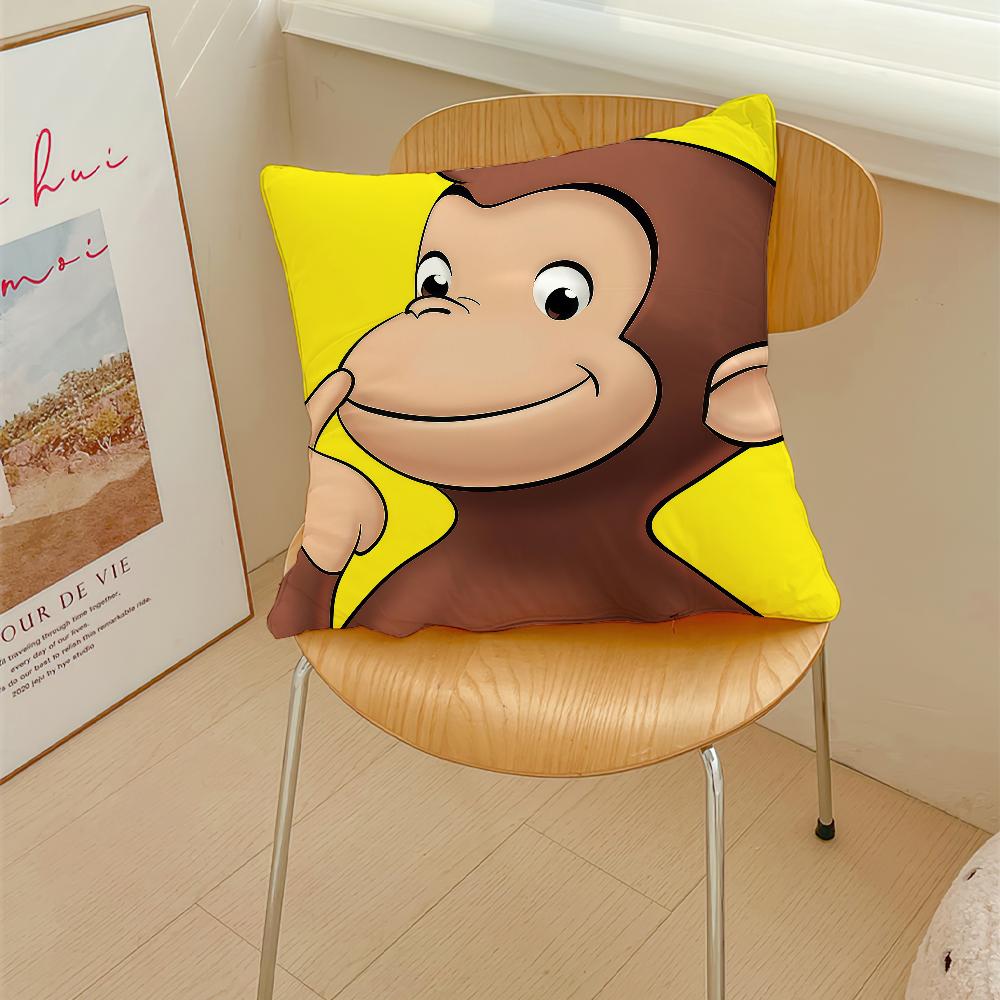 Cartoon C-Curious Affe G-George Kissenbezug Kissenbezug Dekoration Zimmer Haus Sofa Wohnzimmer Büro Auto Nordische Schlichtheit