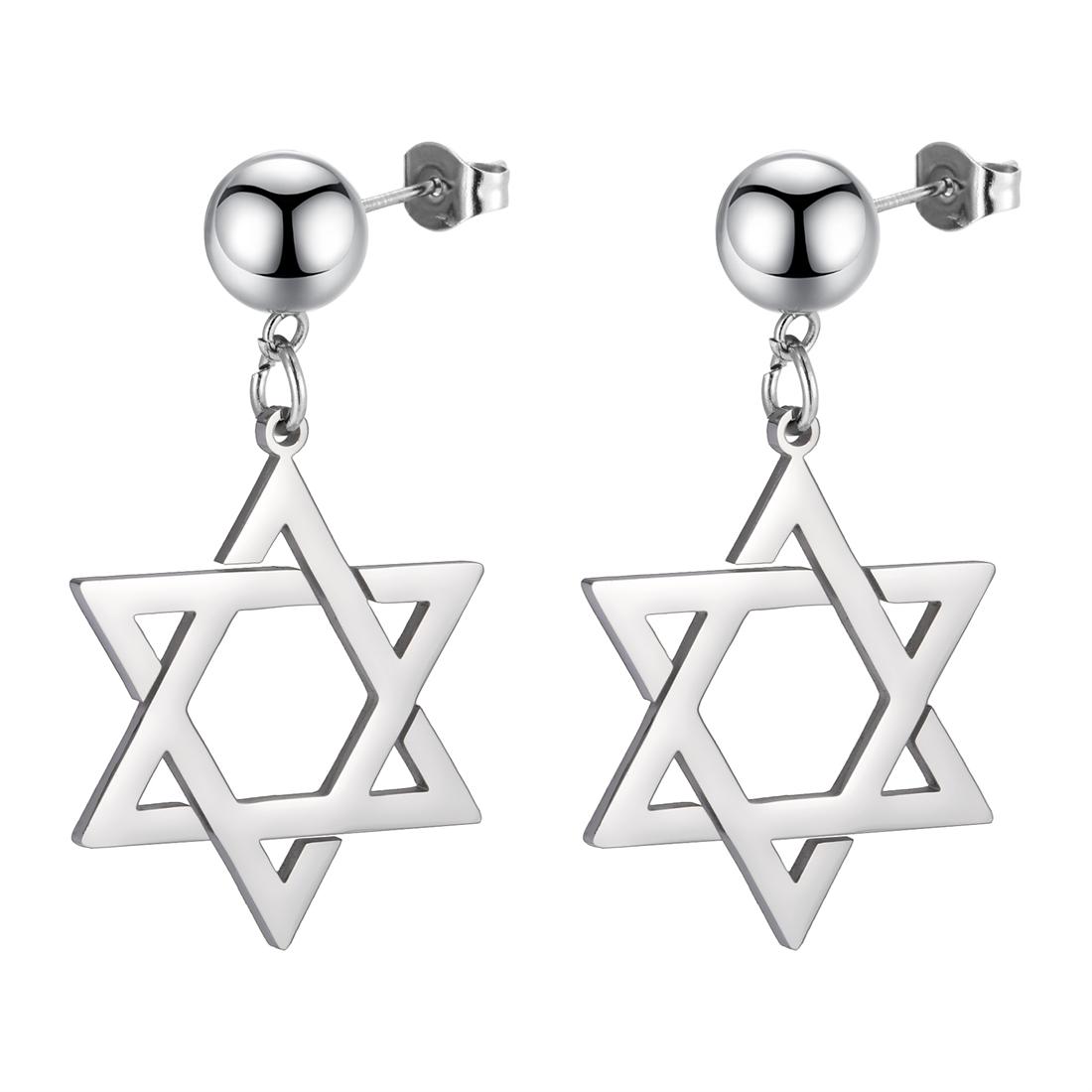 

Star of David Stud Earrings Women Stainless Steel Silver Color Classic Six-pointed Star Earrings Jewish Amulet Jewelry