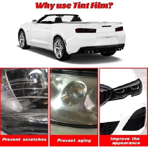 2x Headlights Cover Overlay Vinyl Smoked Black Decals for Dodge RAM 1500 +