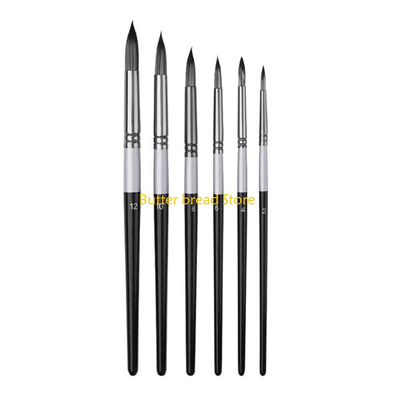 W89C 6Pcs Paintbrush Artists Paint Brush for Acrylic Watercolor Gouache Painting