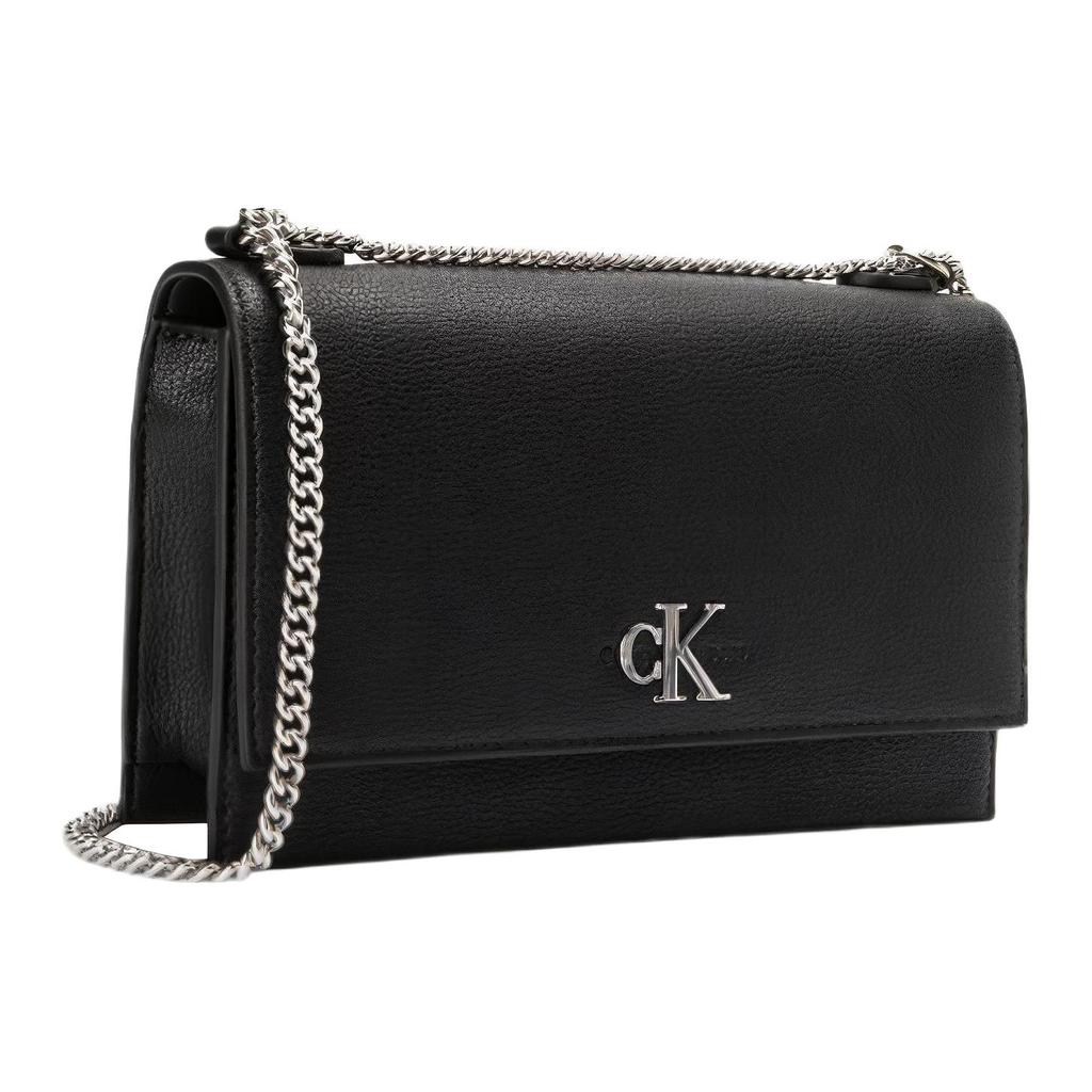 Calvin Klein Borsa a Spalla/Crossbody da Pendolare con Patta a Catena e Logo a Lettere PU da Donna Nera DH2806-001