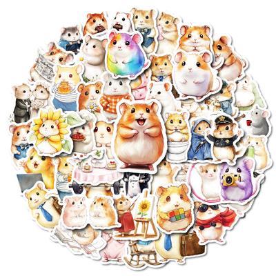 50 Kawaii Office Hamster Stickers Without Repeating Waterproof Decorative Stickers for Children's Reward Toy Stickers