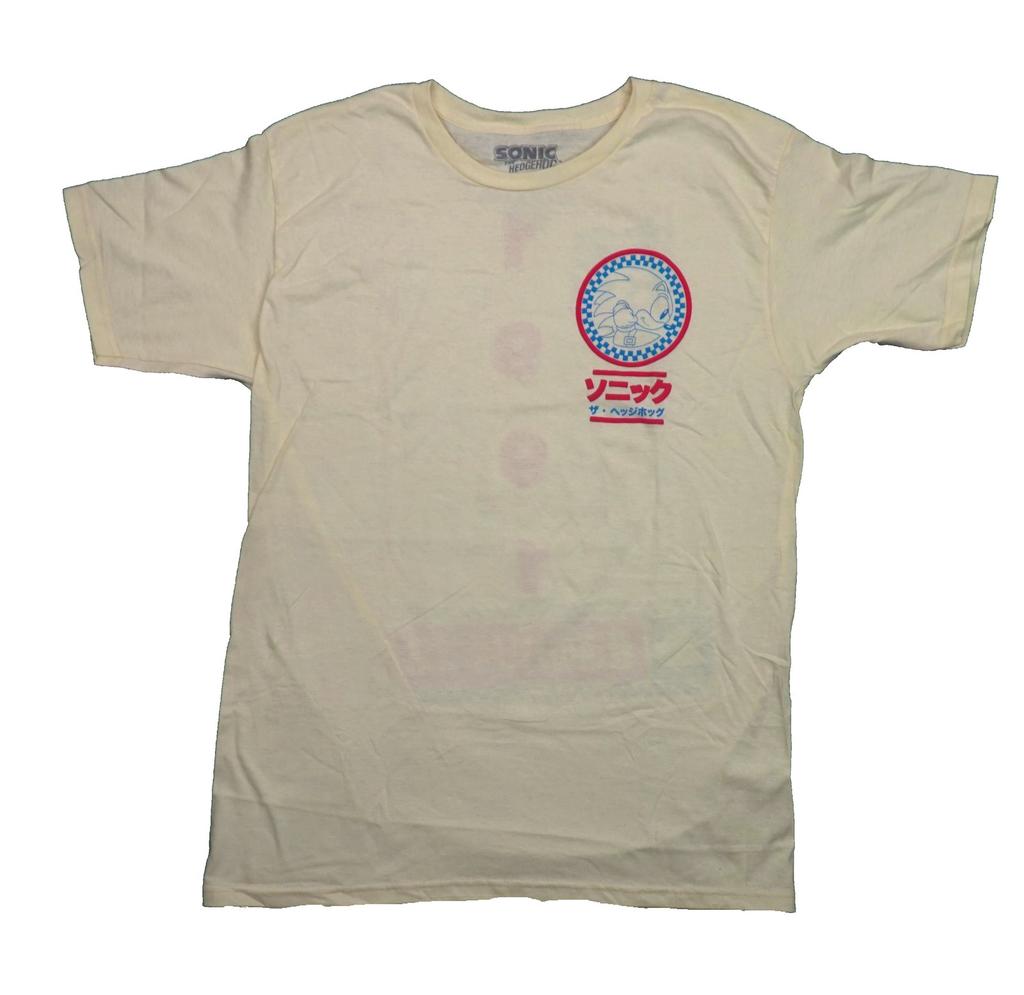 Sonic the Hedgehog Mens T-Shirt Lapel Circle Kanji 1991 Circle Poses Back