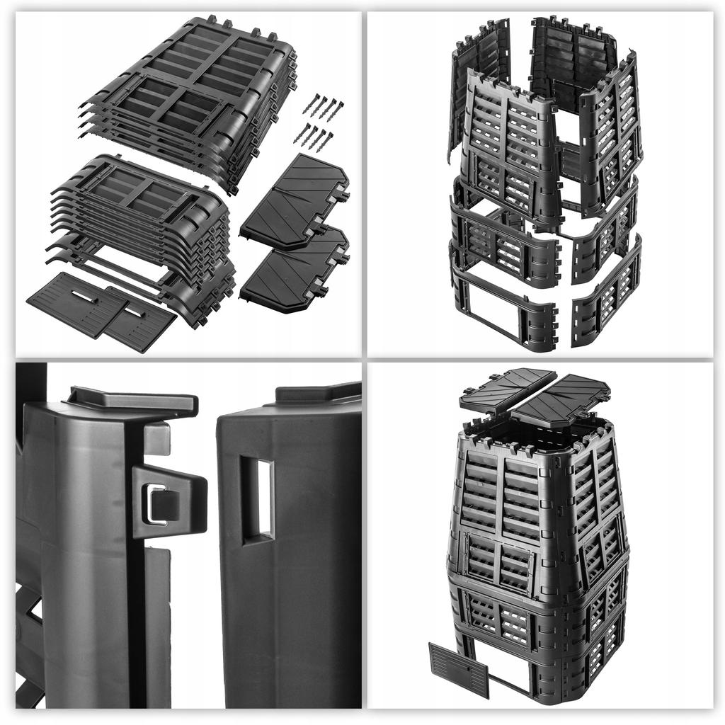 KADAX Garden Composter Modular 1000L Frost-resistant Year-Round Black