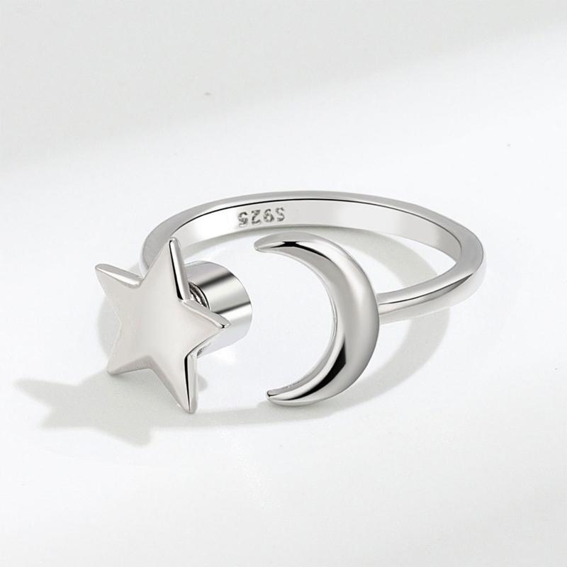 Gold Silver Ring Anti Anxiety Fidget Ring Anxiety Ring Star Moon Spinning Stress Relief Ring Spinner Meditation Ring