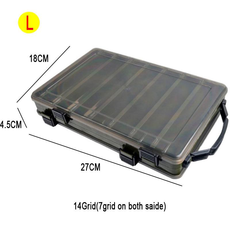 Angelbox mit 14 Fächern, Angelzubehör, Köderhakenboxen, Aufbewahrung, doppelseitig, hochfest, Angelköder-Tackle-Box