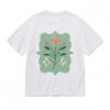 Damen Weiches Atmungsaktives Ganzjahres Klassisches T-Shirt Herren Damen T-Shirts Oberteil Floral Mit Grünem Rahmen Tee