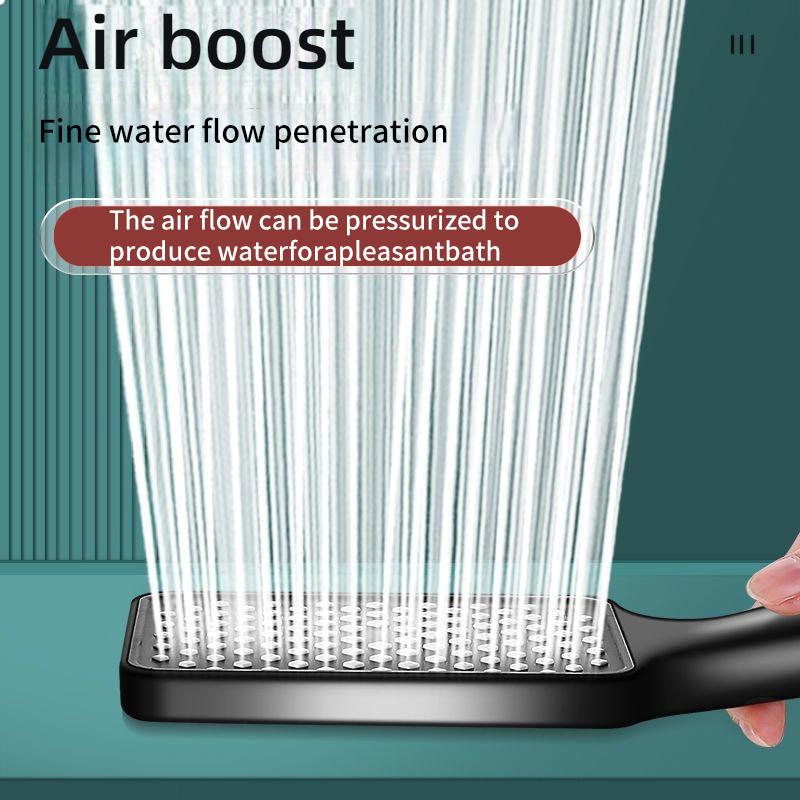 Square Shaped High Pressure Showerhead Large Flow High Pressure & Water Saving Feature Household Bathroom Rain Shower Head