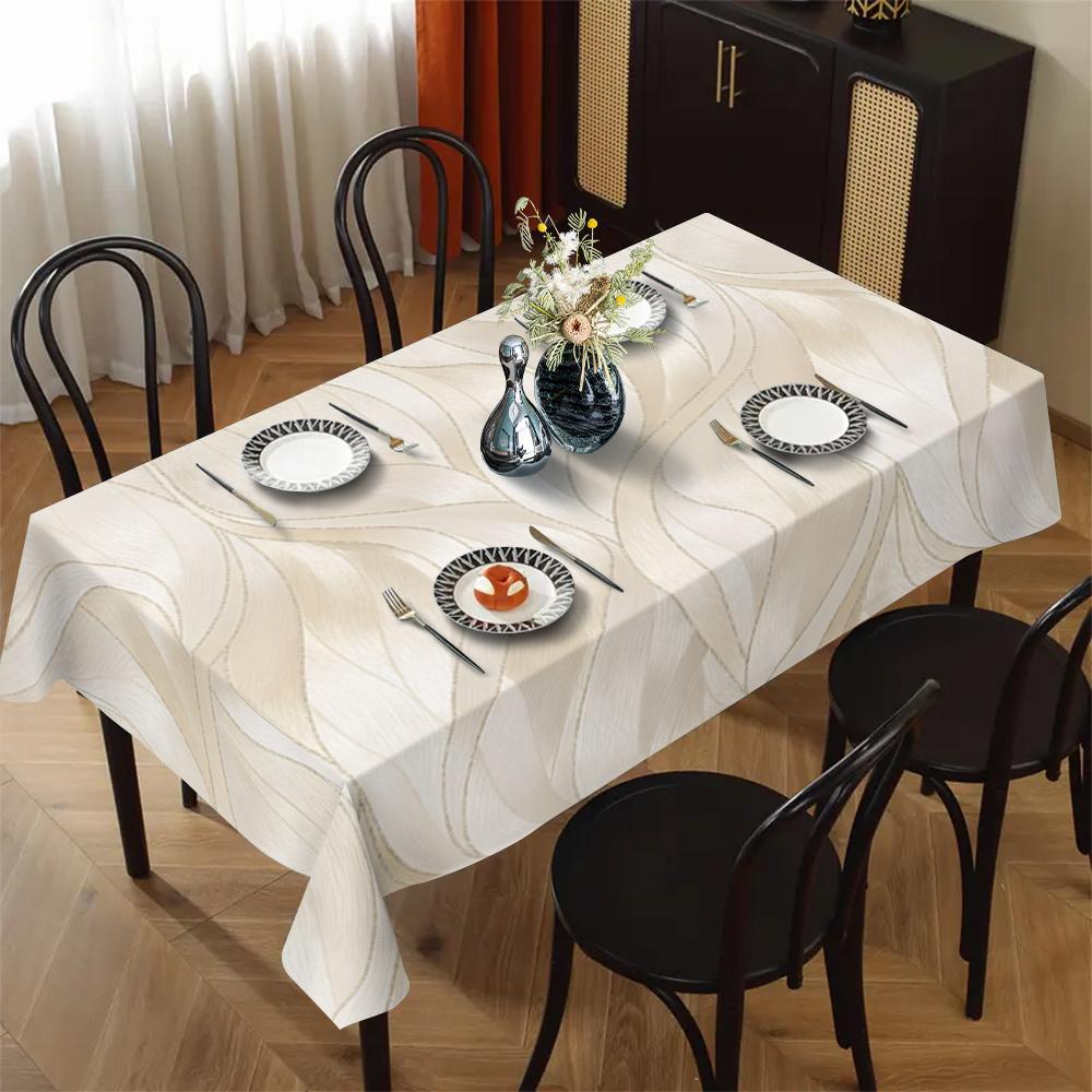 VIKAMA Light Luxury Light Beige Wave Pattern Rectangular Tablecloth, suitable for dining tables and festive gatherings decor 70X70CM(2.3X2.3FT