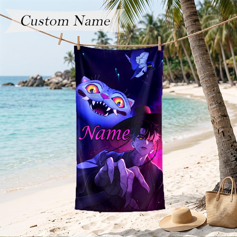 jinu Custom Name Printed Beach Towel Personalized Soft Towel For Swimming Beach Travel