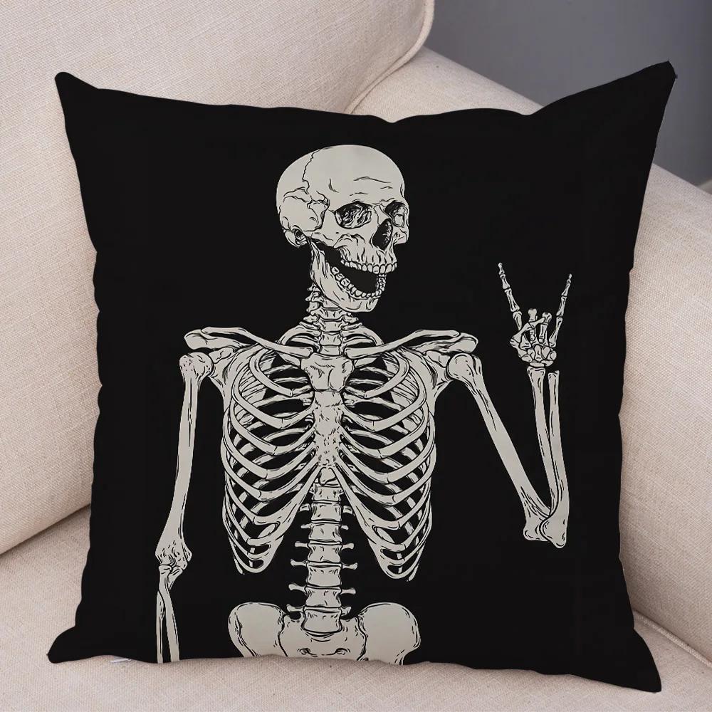 

Cartoon Mexico Flower Skull Soft Plush Skeleton Spider Pillow Case Cushion Cover Decor Day Of The Dead Pillowcase for Sofa Home 40x40cm16x16Inch