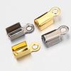 50pcs Stainless Steel Crimp End Caps Cove Clasps String Ribbon Leather Fold Clip Fastener Beads Connector for Jewelry Making DIY