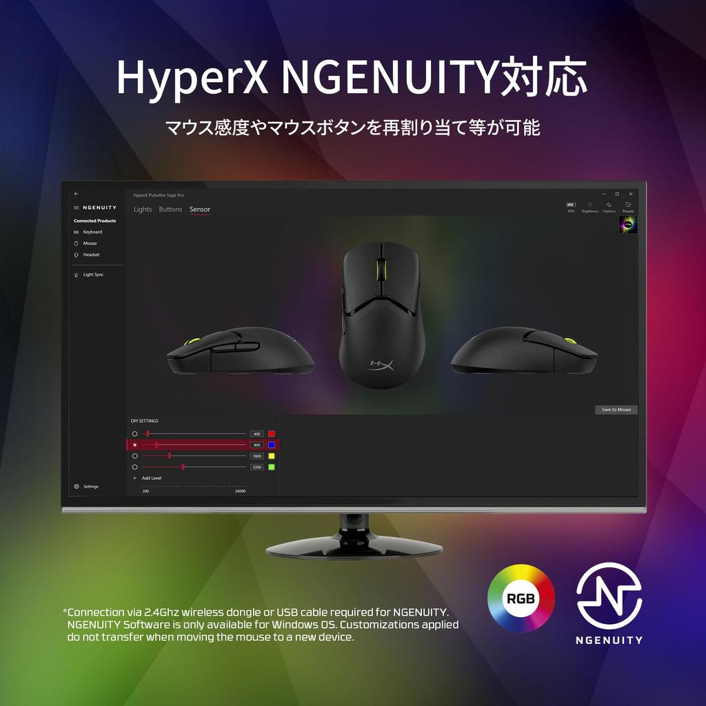 HyperX Pulsefire Saga Pro Wireless Gaming Mouse, Customizable with Interchangeable Modules, 4K Polling Rate, 26K Sensor, Dual Wireless (2.4GHz