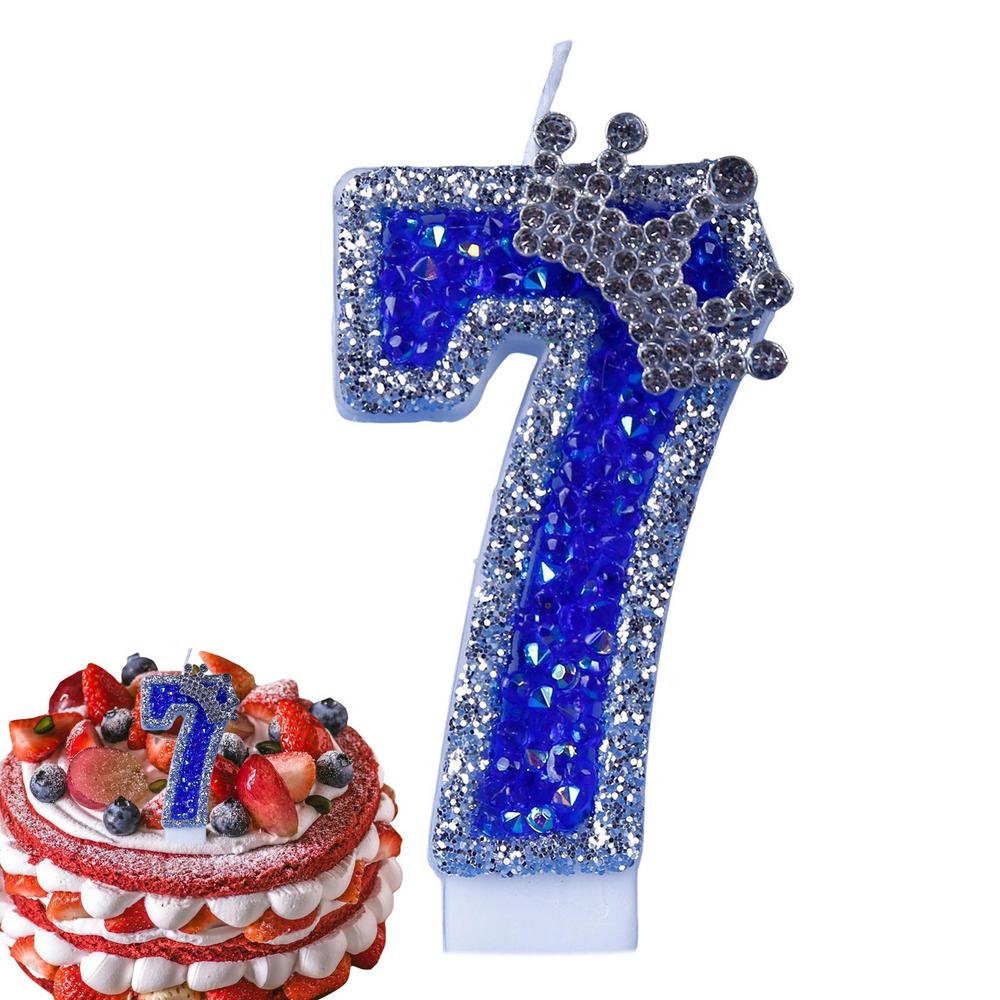 Blue Birthday Candles Glitter Blue Candles For Cake 3D Shape Cake Topper Decoration For Weddings Reunions Theme Parties