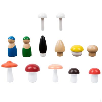 13x Wooden Mushroom Toy Mini Figures Garden Accessories for DIY Ornaments Home Decoration