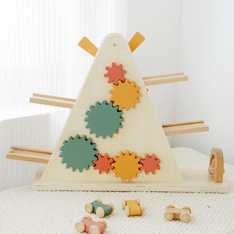Nordic-style Wooden Windmill Track Glider Hand-eye Coordination Mini Pullback Toy