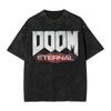 Ciemna Koszulka Oversize z Efektem Sprania Streetwear Yk Doomguy Dooms Eternal Slayer Cacodemon Koszulki Mężczyźni Kobiety Bawełna Graficzny Nadruk
