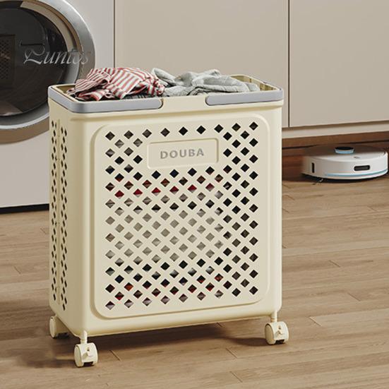 Foldable Laundry Basket with Wheels Large Capacity Hollow Breathable Rolling Laundry Basket Dirty Clothes Hamper