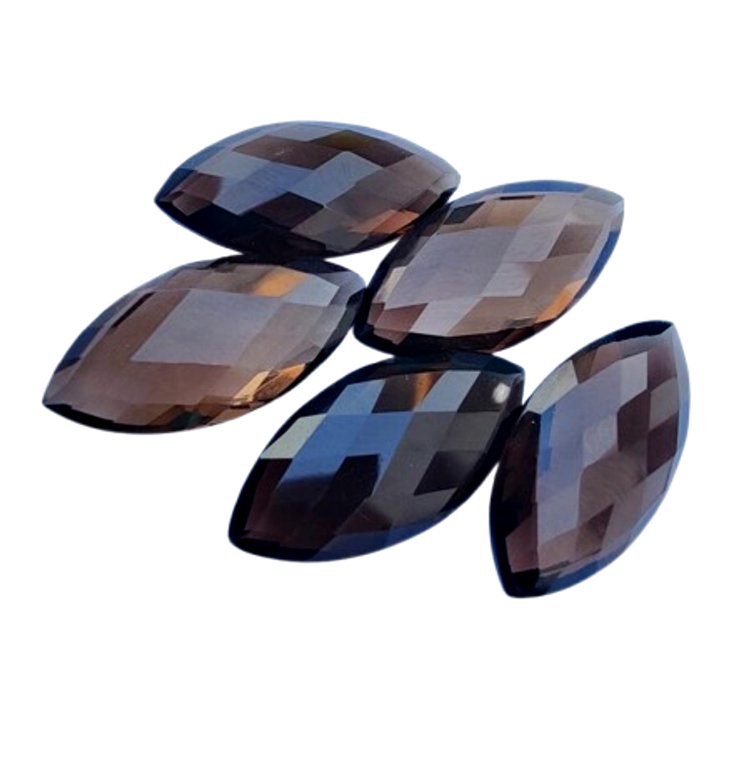 

Натуральный дымчатый кварц огранки «маркиза» - граненый для ювелирных изделий 5x7mm коричневый