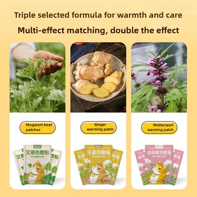 Hot Selling 10 Pcs Sets Self-heating Body Patch Ai Cao/Yi Mu Cao/Ginger Cold Proof and Warm Compress Herbal Patch for Whole Body
