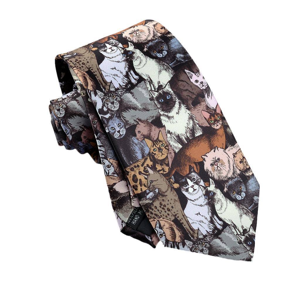 Retro Hong Kong Tie: Literary Casual Style with Animal & Floral Patterns for Men & Women