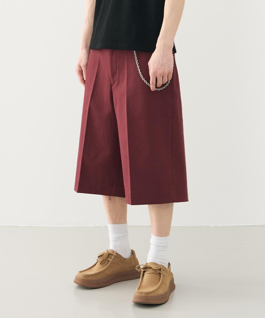 ARRAYED Cotton Wide Elastic Bermuda Pants [Black]