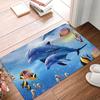 Sea Creature Dolphin Fish Floor Door Kitchen Bathroom Mat Anti-Slip Indoor Ocean Animal Doormat Garage Entrance Carpet Rug