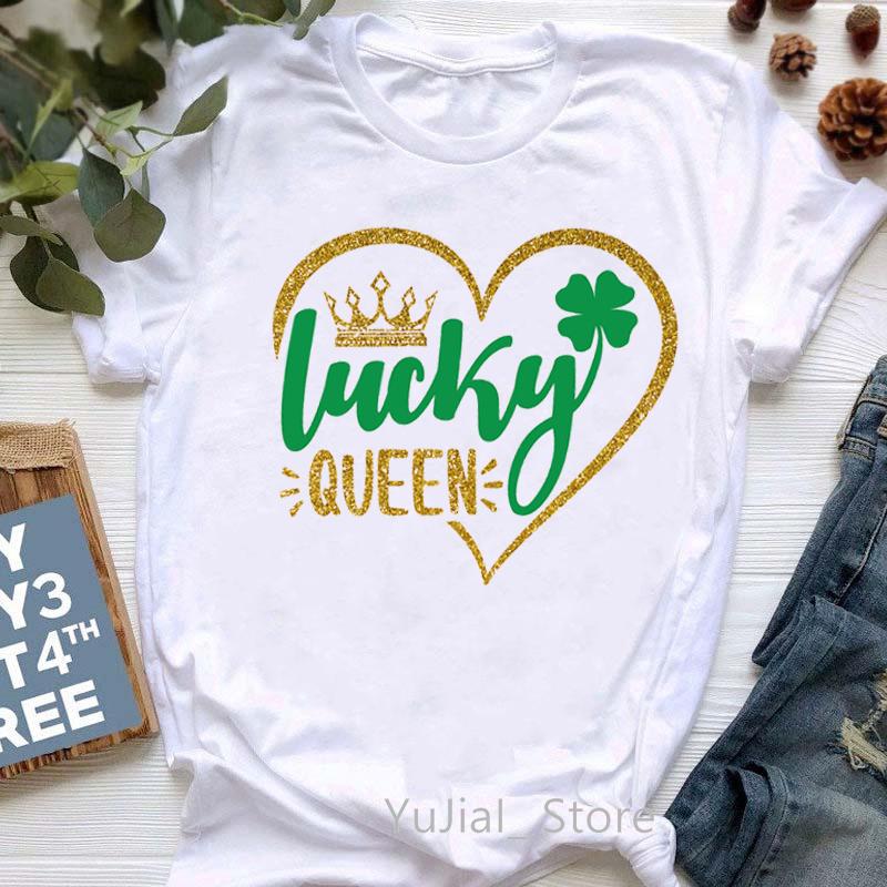 Golden Lucky Queen Graphic Print T-Shirt Women’S Clothing Crown Leopard Pink Love Tshirt Femme Summer Fashion T Shirt Female