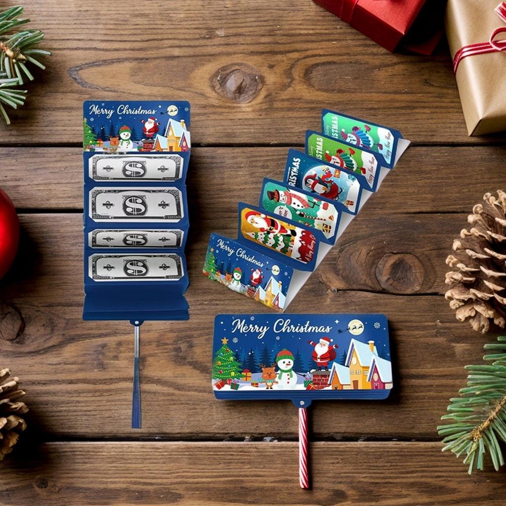 2026 Christmas Santa Claus Xmas Tree Folding Banknote Card Envelope With 10 Card Slot Merry Christmas Decorations For Home