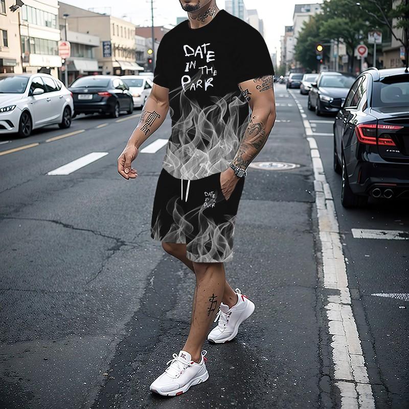 Men's Two-piece Sportswear Short Sleeved T-shirt and Shorts Set Running and Fitness Sportswear 2025 Summer Fashion New Item