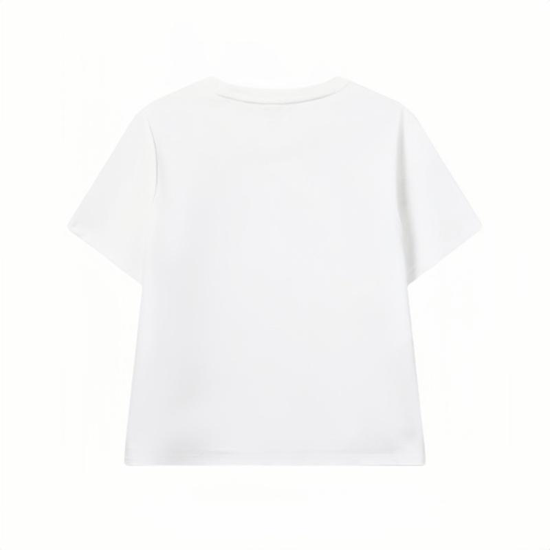 Fila Camiseta Regular de Manga Curta Branca Especial Moderna Versátil Simples Vitalidade Tops Femininos F11W028124A-WT