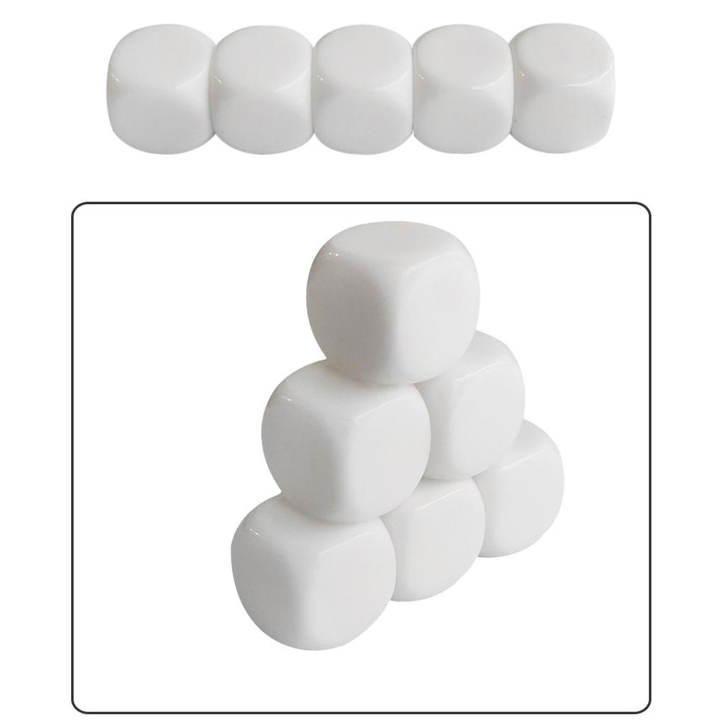 10Pcs Blank Acrylic Dices Cube 16mm Round Six Sided Dices for Board Game, DIY Sticker, Math Counting Teaching