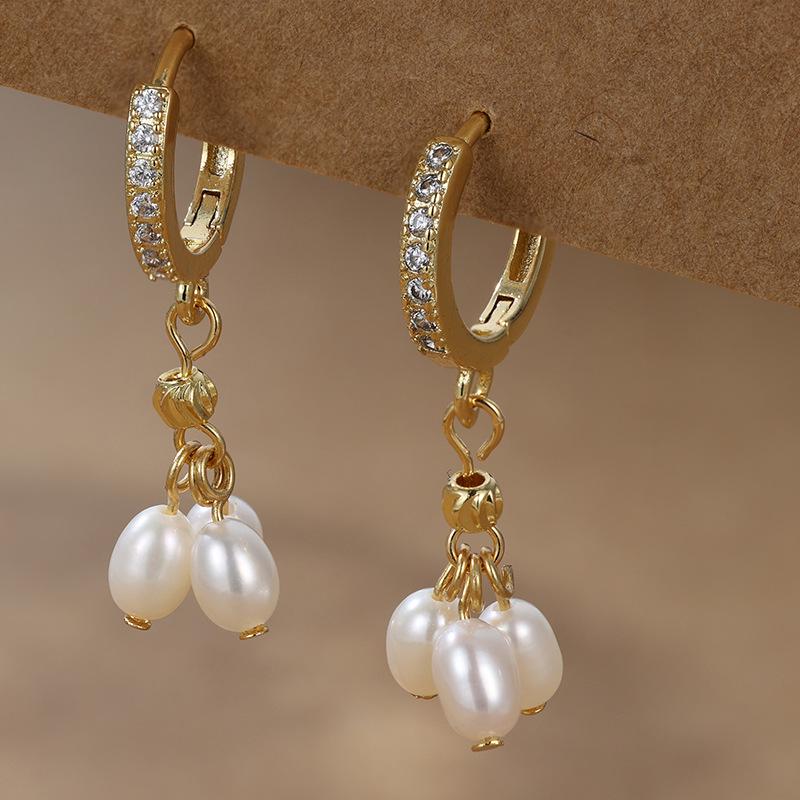 Серьги-цветы из пресноводного жемчуга - Высококачественные, Ручная работа, Оригинальный дизайн золотой