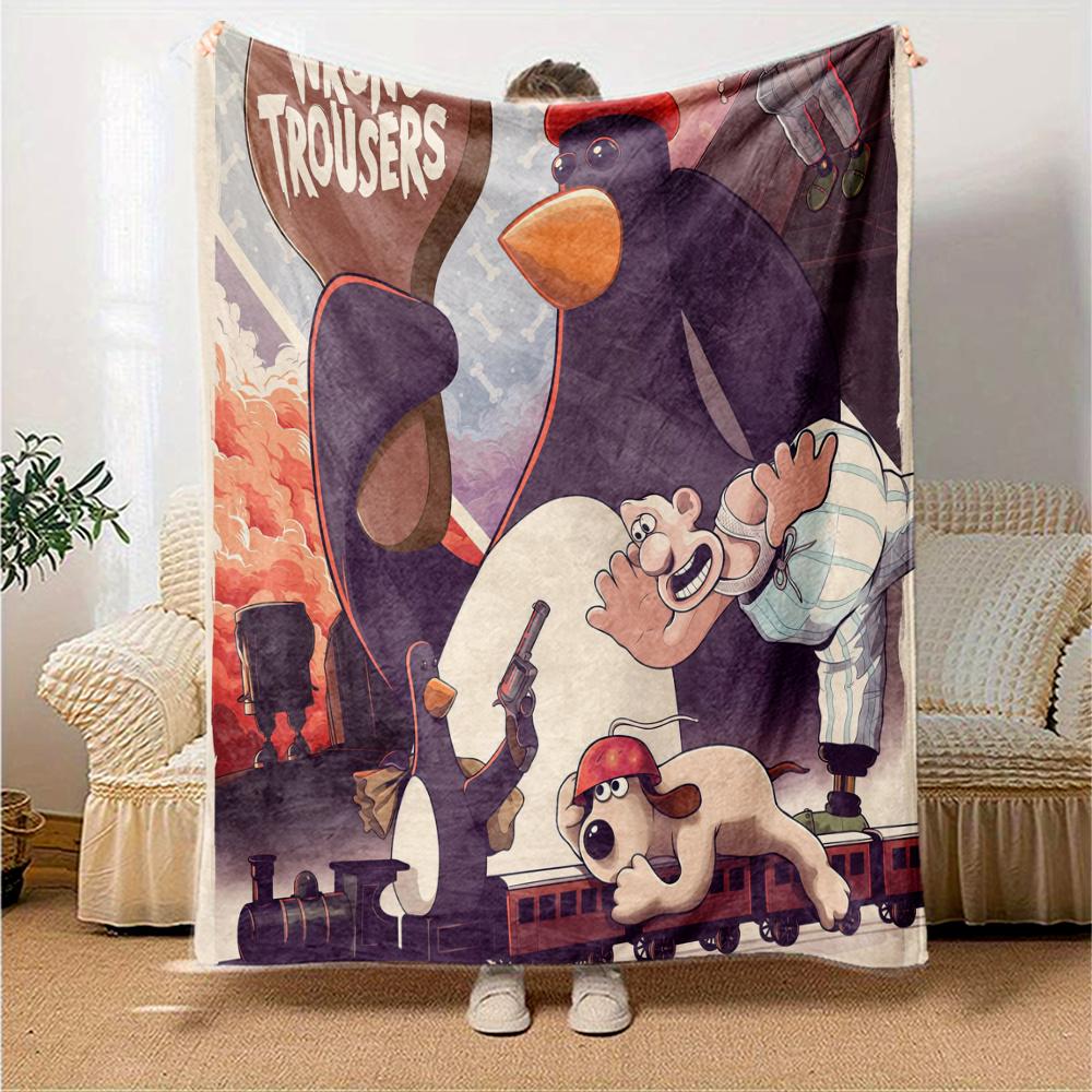 Wallace & Gromit Flannel Blanket, High quality Comfortable for All Seasons, Home Decor, Warmth and Comfort