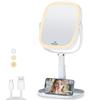 XXZU Makeup Actress LED Magnifying Stand 3000mAh High Capacity Height Stepless 3 Color Storage Base for Convenient Storage Mirror, Tabletop, Mirror,