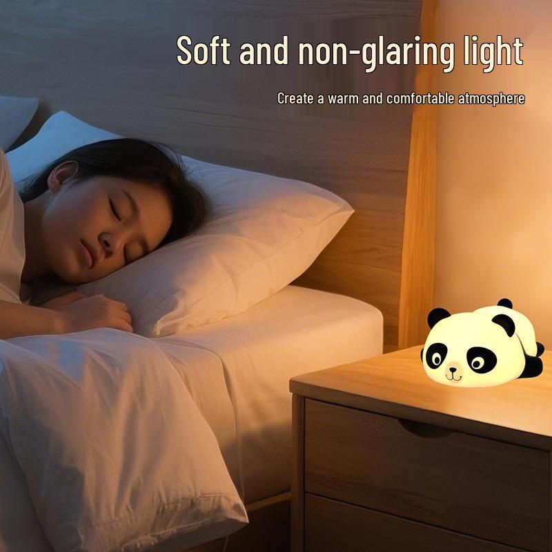 Panda Bear Silicone Night Light: Tap to Dim, Creative Bedside Lamp for a Cozy Atmosphere