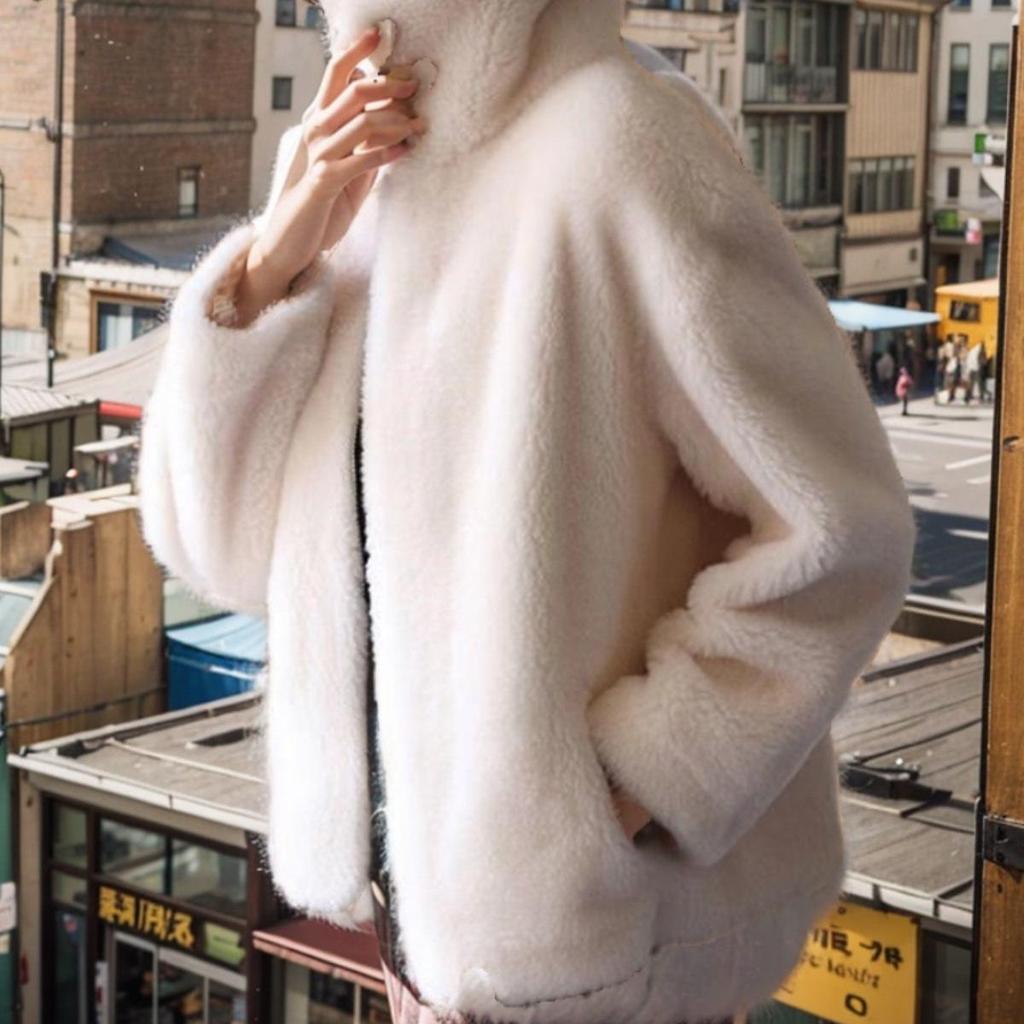 Plus Size Women's Short Fleece Jacket - Autumn/Winter Korean Style Stand Collar Zipper Hoodie