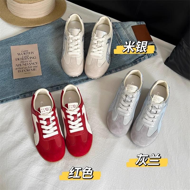 2025 summer new soft-soled soft leather Forrest Gump shoes women's versatile retro casual sports red German training shoes ins tide