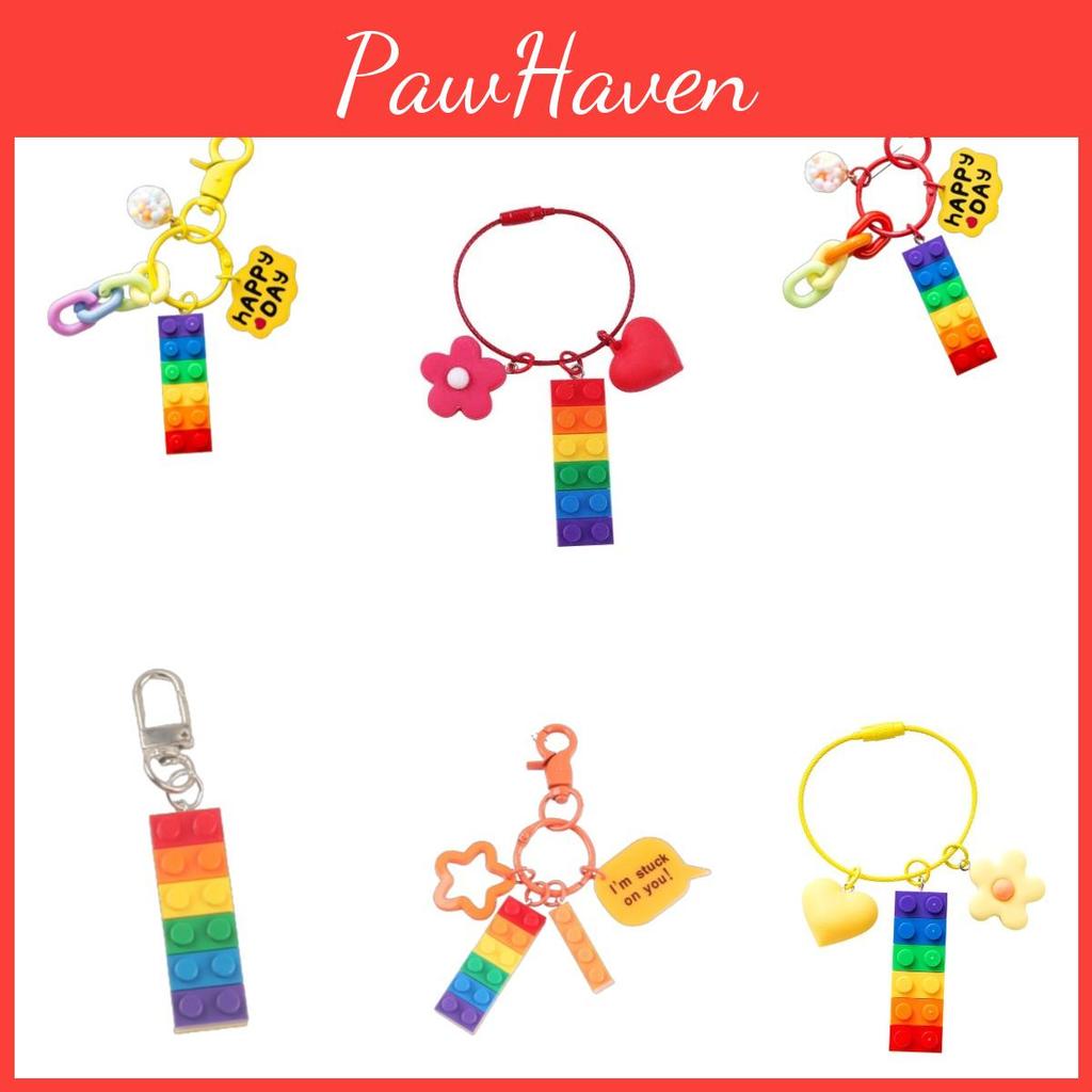 Rainbow Bell Building Blocks Keychain Decoration For Bags And Cars