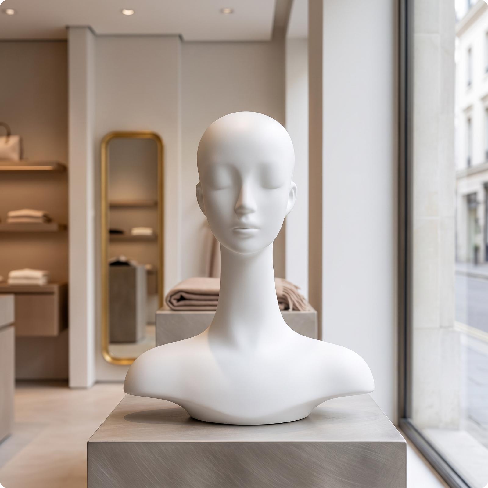 Mannequin Head with Shoulders White Female