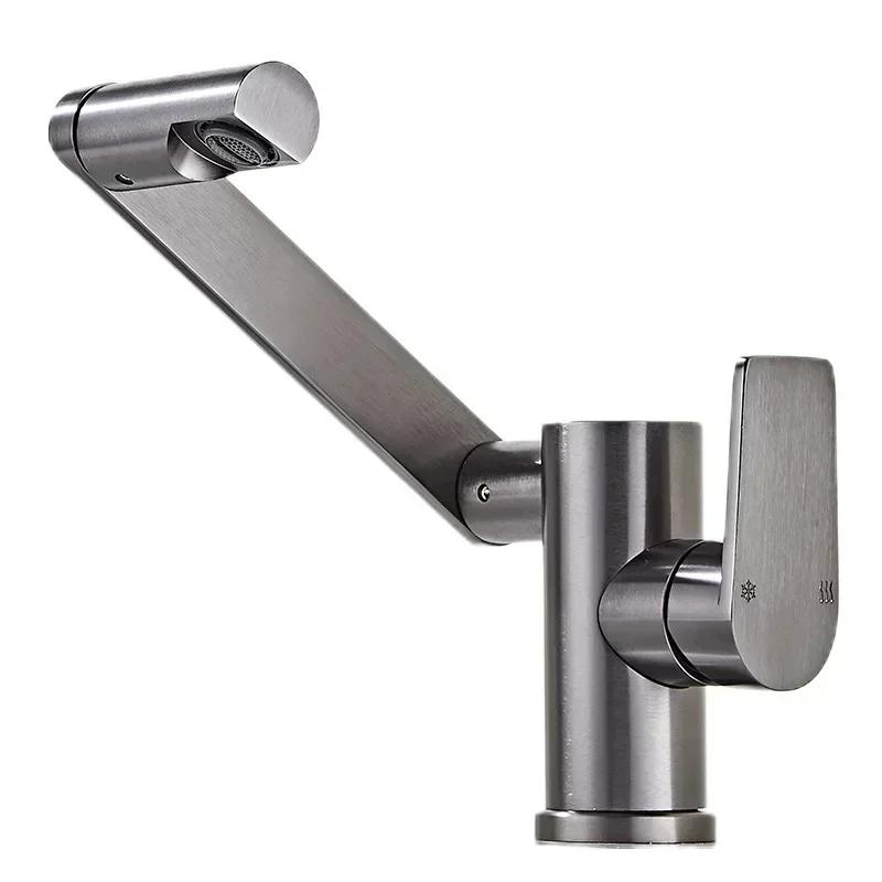 Sink faucet, space aluminum lead-free healthy small scratch-resistant and wear-resistant faucet, bathroom hot and cold faucet
