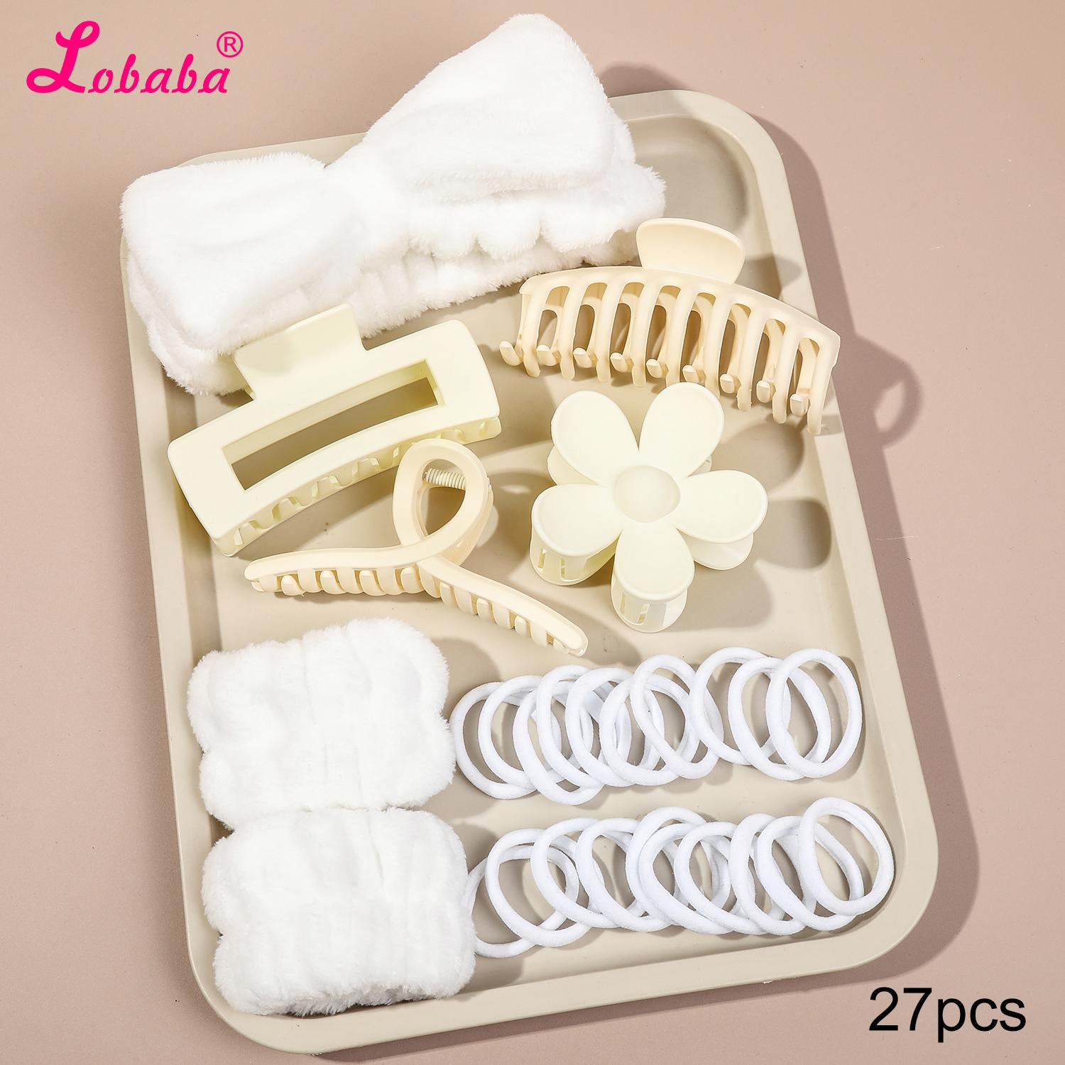 

Набор из 27 предметов: спа-повязка на голову, напульсники, заколки для волос, резинки для волос для умывания, ухода за кожей, аксессуары для волос для женщин, подарки для душа