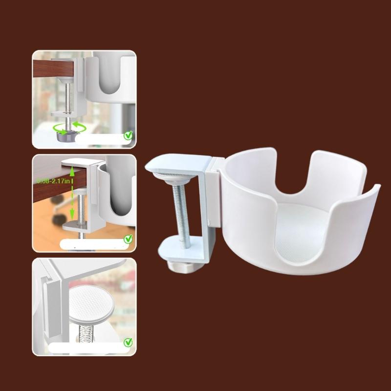 Praktyczny uchwyt na kubek montowany do biurka, modny, oszczędzający miejsce klips na napoje do stanowisk pracy, regulowany, solidny uchwyt biurkowy