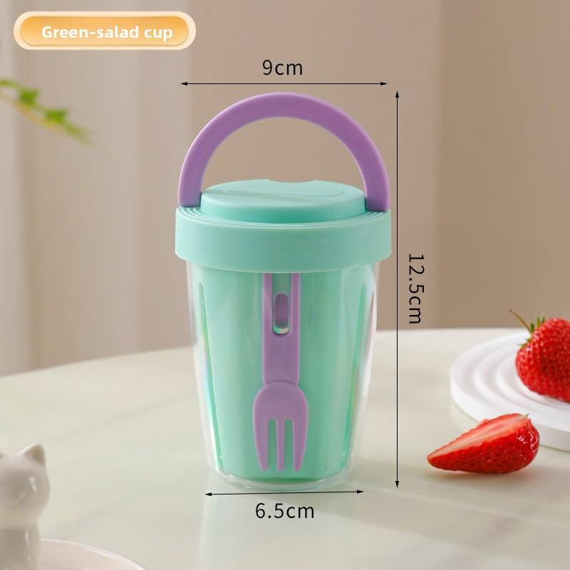 Ovocný salát Dvouvrstvý odvodnitelný kelímek potravinářské kvality s vidličkou Snídaňový fitness obědový box Uzavřený nepropustný kelímek s velkým objemem