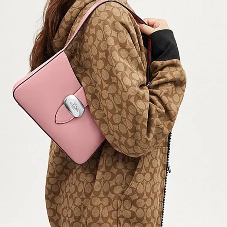 COACH Eliza Cow Leather Crescent Bag, One Shoulder Handbag Medium Women's Authentic Pink CP004-SVOUS